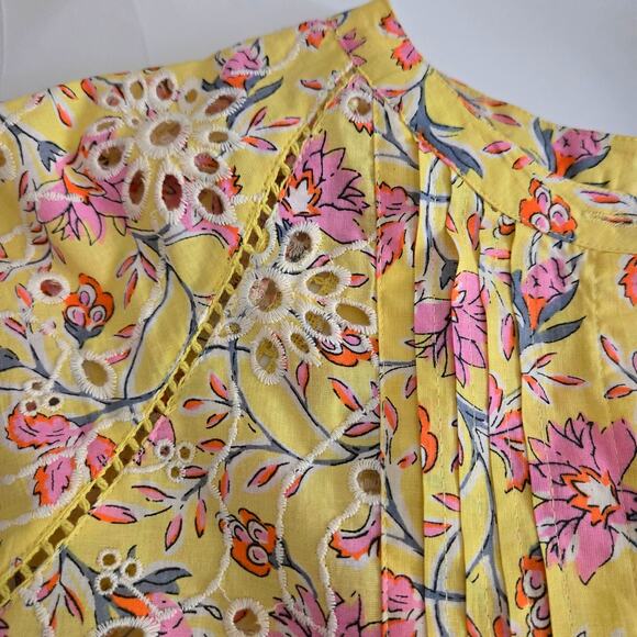 dRA Los Angeles Yara Yellow Floral Eyelet Print Mini Dress with Slip, Size XS - Picture 8 of 15